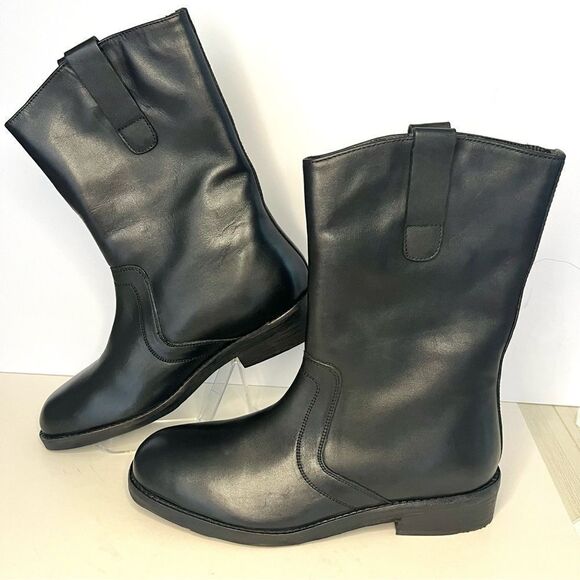 Free People Easton Equestrian Pull On Ankle Boot  Black Leather New in Box 8.5 - Picture 1 of 10